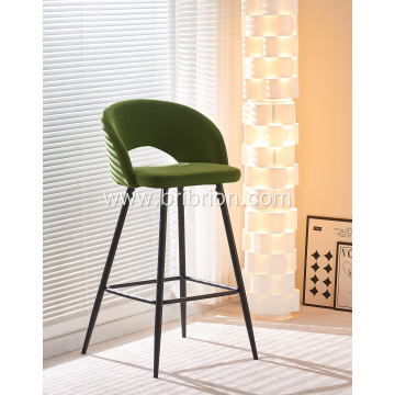 2 Green Velvet Bar Stools for Home Bars